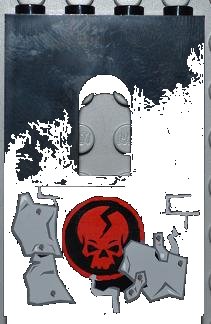 LEGO onderdeel Panel 1 x 4 x 5 with Window with Red Skull in Circle and Light Bluish Gray Metal Plates Wall Repairs Pattern Model Right Side (Sticker) - Set 2505 (60808pb005R)