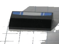 LEGO part Slope, Curved 2 x 4 x 2/3 without Bottom Tubes with Blue and Silver Pattern (Sticker) - Set 8120 61068pb004