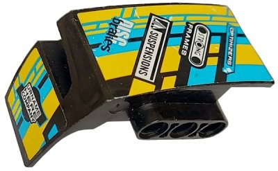 LEGO onderdeel Technic, Panel Car Mudguard Right with Sponsor Logos on Dark Azure, Yellow and Black Background Pattern (Stickers) - Set 42034 (61070pb007)