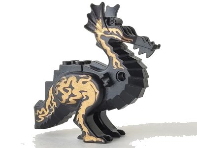 LEGO onderdeel Dragon Classic Body with Gold Oriental Flames Pattern on Both Sides (6129c01pb01)