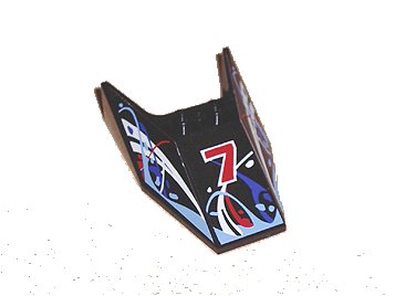 LEGO onderdeel Windscreen 6 x 4 x 1 1/3 with Bottom Tabs and Hollow Studs with Number 7 and Blue, White and Red Swirls Pattern (Stickers) - Set 8223 (6152apb04)