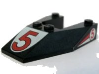 LEGO part Wedge 6 x 4 Cutout without Stud Notches with Red Number 5 Print & Red '5' Pattern on Both Sides (Stickers) - Set 6334 6153apb07