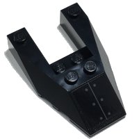 LEGO onderdeel Wedge 6 x 4 Cutout with Stud Notches with Dark Bluish Gray Line and Rivets on Black Background Pattern (Sticker) - Set 70917 6153bpb13