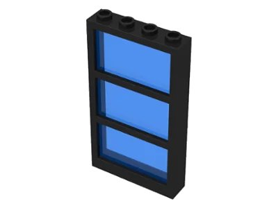 LEGO onderdeel Window 1 x 4 x 6 with 3 Panes with Fixed Trans-Dark Blue Glass (6160c05)