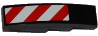 LEGO part Slope, Curved 4 x 1 with Large Red and White Danger Stripes Pattern (White Corners) Model Left Side (Sticker) - Set 4203 61678pb051L