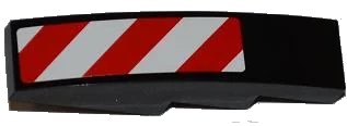 LEGO onderdeel Slope, Curved 4 x 1 with Large Red and White Danger Stripes Pattern (White Corners) Model Left Side (Sticker) - Set 4203 (61678pb051L)