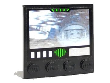 LEGO onderdeel Tile, Modified 4 x 4 with Studs on Edge with Exploriens Holographic Monitor Pattern (Sticker) - Sets 5129 / 6899 / 6958 / 6982 (6179pb001)