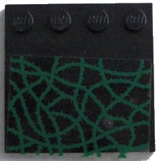 LEGO onderdeel Tile, Modified 4 x 4 with Studs on Edge with Green Vines Pattern (Sticker) - Set 4766 (6179pb003)