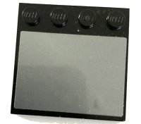 LEGO part Tile, Modified 4 x 4 with Studs on Edge with Silver Surface Pattern (Sticker) - Set 42096 6179pb172