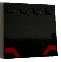 LEGO part Tile, Modified 4 x 4 with Studs on Edge with Red Angled Stripes Pattern (Sticker) - Set 75190 6179pb178