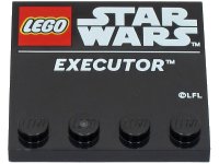 LEGO part Tile, Modified 4 x 4 with Studs on Edge with LEGO Star Wars Logo and White 'EXECUTOR' Pattern 6179pb232