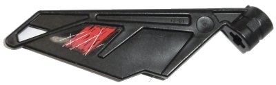 LEGO onderdeel Bionicle Wing Small / Tail with Axle Hole with Red Battle Damange Pattern Model Left Side (Sticker) - Set 5973 (61800pb09L)