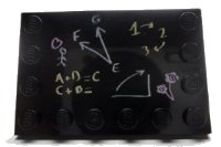 LEGO part Tile, Modified 4 x 6 with Studs on Edges with Blackboard Pattern 6180pb044