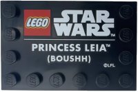 LEGO part Tile, Modified 4 x 6 with Studs on Edges with LEGO Star Wars Logo and White 'PRINCESS LEIA (BOUSHH)' Pattern 6180pb162