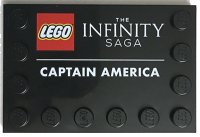 LEGO part Tile, Modified 4 x 6 with Studs on Edges with 'THE INFINITY SAGA' and 'CAPTAIN AMERICA' Pattern 6180pb166