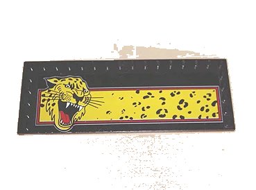 LEGO onderdeel Tile, Modified 6 x 16 with Studs on Edges with Roaring Cheetah Head on Yellow Rectangle Pattern (Sticker) - Sets 5599 / 5600 (6205pb001)