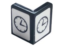 LEGO onderdeel Panel 1 x 1 x 1 Corner with Clock on White Background Pattern on Two Sides (Stickers) - Set 10272 6231pb03