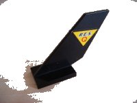 LEGO part Tail Shuttle with Black 'R.E.S.' and Red 'Q' on Yellow Triangle with Black Border Pattern on Both Sides (Stickers) - Set 6462 6239pb008