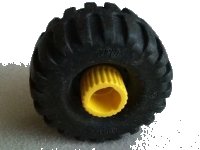 LEGO onderdeel Duplo, Toolo Wheel with Yellow Connector Pin with Black Duplo, Toolo Tire Standard (6290c00 / 6292) 6290c01