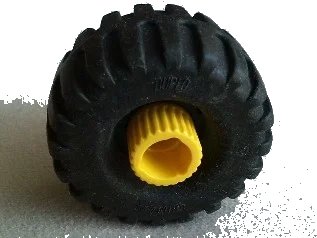 LEGO onderdeel Duplo, Toolo Wheel with Yellow Connector Pin with Black Duplo, Toolo Tire Standard (6290c00 / 6292) (6290c01)