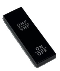 LEGO part Tile 1 x 3 with 'UHF/VHF' and 'ON/OFF' Pattern 63864pb115