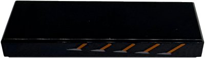 LEGO part Tile 1 x 3 with Orange Diagonal Lines and Dark Silver Air Vent Highlights Pattern Model Left Side (63864pb307L)
