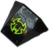 LEGO part Wedge 4 x 3 Triple Curved No Studs with Black and Lime Bat Head Pattern (Sticker) - Set 70132 64225pb014