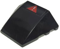LEGO part Wedge 4 x 3 Triple Curved No Studs with White Exclamation Mark in Red Warning Triangle Pattern (Sticker) - Set 70908 64225pb054