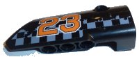 LEGO part Technic, Panel Fairing # 4 Small Smooth Long, Side B with Orange '23' on Gray Checkered Background Pattern (Sticker) - Set 42002 64391pb032