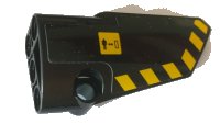LEGO part Technic, Panel Fairing # 4 Small Smooth Long, Side B with Warning Sign and Black and Yellow Danger Stripes Pattern (Sticker) - Set 42082 64391pb047