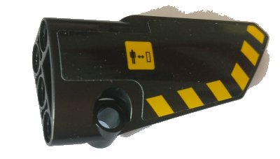 LEGO part Technic, Panel Fairing # 4 Small Smooth Long, Side B with Warning Sign and Black and Yellow Danger Stripes Pattern (Sticker) - Set 42082 (64391pb047)