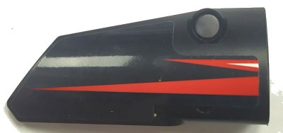 LEGO onderdeel Technic, Panel Fairing # 4 Small Smooth Long, Side B With Red and White Triangles Pattern (Sticker) - Set 42089 (64391pb077)