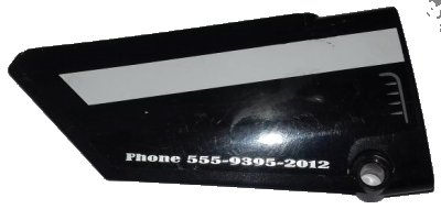 LEGO part Technic, Panel Fairing #17 Large Smooth, Side A with White Stripe, Air Intake Grille and ' Phone 555-9395-2012' Pattern (Sticker) - Set 9395 (64392pb021)