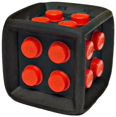 LEGO onderdeel Die Cube with Flexible Rubber Frame and Molded Hard Plastic Red 2 x 2 Studs Pattern on All Sides (64776pb01)