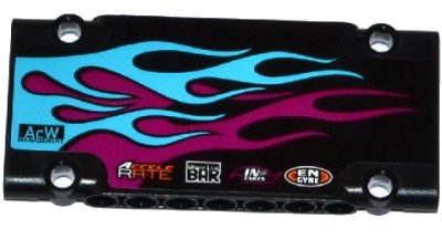 LEGO onderdeel Technic, Panel Plate 5 x 11 x 1 with Medium Azure and Magenta Flames and Sponsor Logos Pattern Model Left (Sticker) - Set 42050 (64782pb017L)