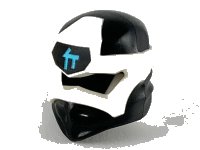 LEGO onderdeel Minifigure, Headgear Ninjago Wrap Type 6 with Molded White Mask and Printed Medium Azure Ninjago Logogram Letter C on Black Background Pattern 65072pb04