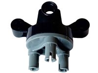 LEGO onderdeel Technic, Steering Axle with 2 Pin Holes and 2 Arms with Axle Holes without Slots (Reinforced) with Dark Bluish Gray Wheel Hub 3 Pins Round (65766 / 92909) 65766c01