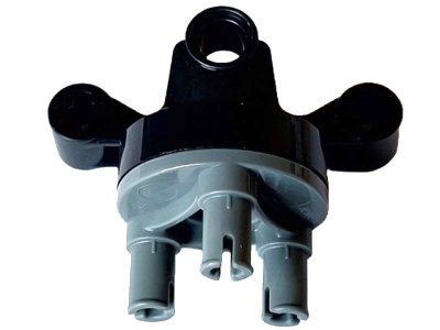 LEGO onderdeel Technic, Steering Axle with 2 Pin Holes and 2 Arms with Axle Holes without Slots (Reinforced) with Dark Bluish Gray Wheel Hub 3 Pins Round (65766 / 92909) (65766c01)
