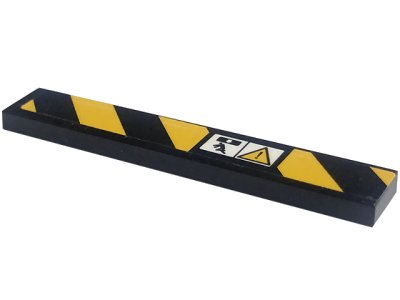 LEGO part Tile 1 x 6 with Black and Yellow Danger Stripes, Crush Zone and Exclamation Mark in Warning Triangle Pattern Model Right Side (Sticker) - Set 42094 (6636pb310R)