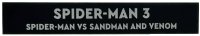 LEGO part Tile 1 x 6 with White 'SPIDER-MAN 3 SPIDER-MAN VS SANDMAN AND VENOM' Pattern 6636pb393