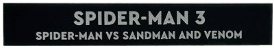 LEGO part Tile 1 x 6 with White 'SPIDER-MAN 3 SPIDER-MAN VS SANDMAN AND VENOM' Pattern (6636pb393)