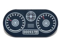 LEGO part Tile, Round 2 x 4 Oval with Vehicle Dashboard, Speedometer, Gauges, and Odometer '0009379' Pattern 66857pb012