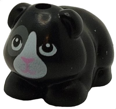 LEGO onderdeel Guinea Pig, Friends with Bright Pink Nose and Mouth, Black Eyes with Dark Bluish Gray Contour Right Eye and White Muzzle Pattern (Lucky) (6907pb02)