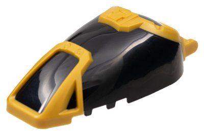 LEGO part Windscreen 7 x 4 x 2 Canopy with Pearl Gold Armor and Handle Pattern (69564pb01)