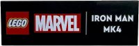 LEGO part Tile 2 x 6 with Red LEGO Marvel Logo and White 'IRON MAN MK4' Pattern 69729pb173