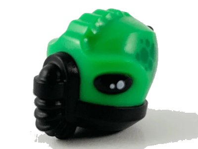 LEGO onderdeel Minifigure, Head, Modified Alien, Ridges, Spines, Breathing Mask, Bright Green Skin and Green Scales Pattern (69965pb01)