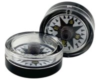 LEGO part Minifigure, Utensil Compass with Fixed Trans-Clear Top and White Disc with Fleur-de-lis Pattern 70001c01pb02