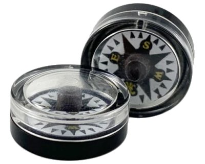 LEGO onderdeel Minifigure, Utensil Compass with Fixed Trans-Clear Top and White Disc with Fleur-de-lis Pattern (70001c01pb02)