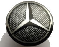LEGO part Minifigure, Shield Circular Convex Face with Silver Grille and Mercedes-Benz Logo Pattern 75902pb19