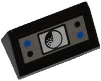 LEGO part Slope 30 1 x 2 x 2/3 with Black and Blue Buttons and Radar Pattern (Sticker) - Set 7287 85984pb006